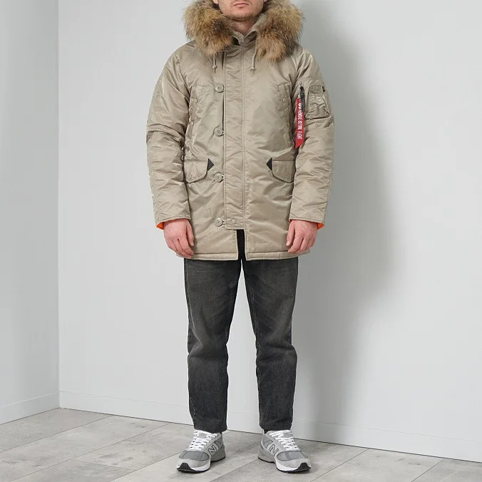 Мужская куртка парка Alpha Industries Slim Fit N-3B Parka Dark Khaki / Orange