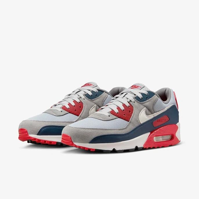 Кроссовки Nike Air Max 90 Light Smoke Grey/Armoury Navy/Fire Red/Phantom